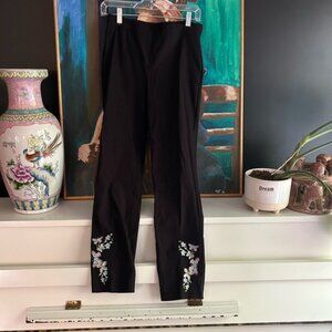 Y2K Chic Black Pants with Butterfly Floral Embroidery 4